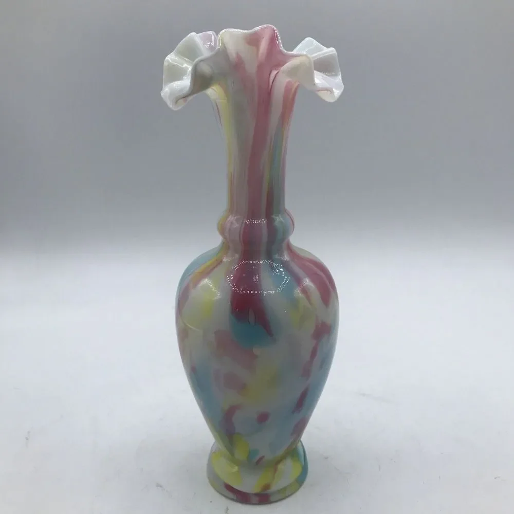 Victorian End‎ Of Day Blown Pastel Spatter Splatter Vase 7